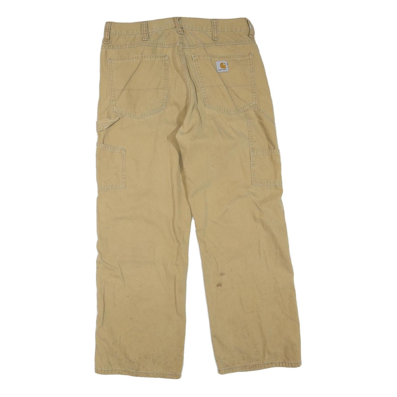 CARHARTT Mens Cotton Blend Beige Regular Fit Straight Leg Trousers W32 L30