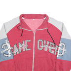 Mens Red & Grey Cotton Blend Zip Jacket XL Colourblock Graphic Casual