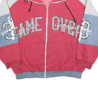 Mens Red & Grey Cotton Blend Zip Jacket XL Colourblock Graphic Casual