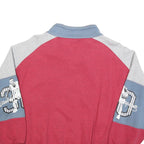 Mens Red & Grey Cotton Blend Zip Jacket XL Colourblock Graphic Casual