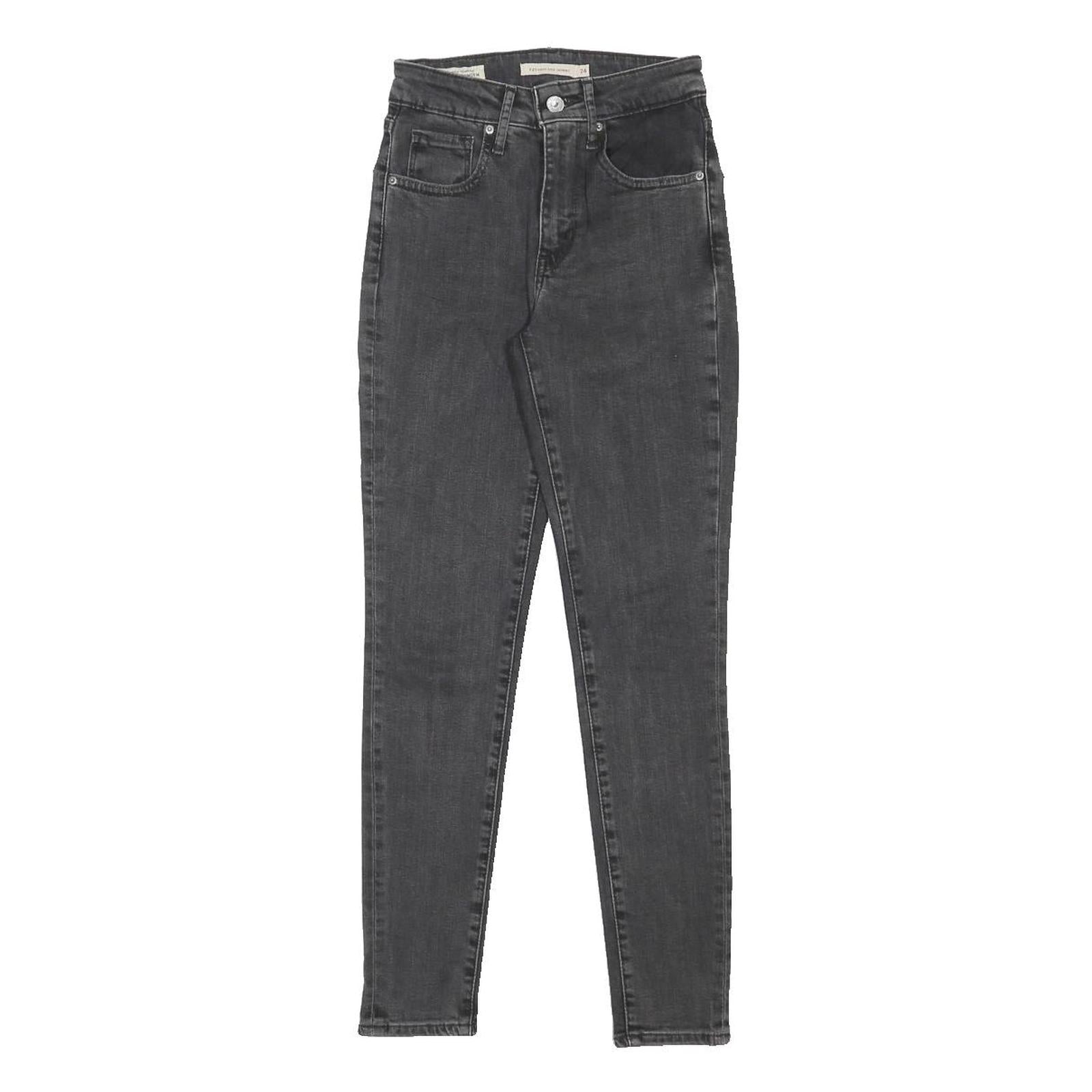 LEVI'S 721 BIG E Womens Jeans Black Slim Skinny Denim Medium W24 L28 Stretch