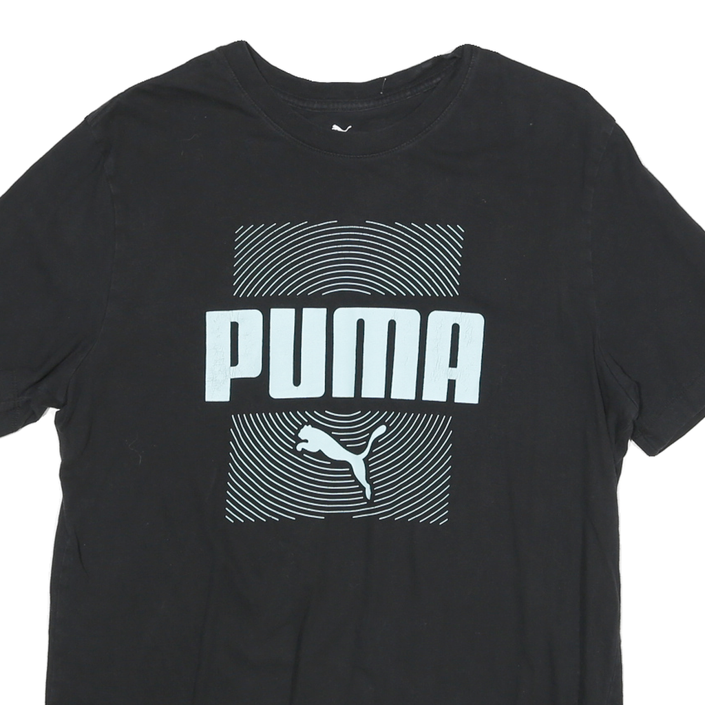 PUMA Mens Black Graphic T-Shirt M Short Sleeve Crew Neck Cotton Blend Casual