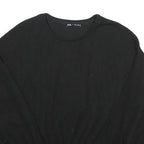 ZARA Womens Black Plain Crew Neck Basic Knit S Slim Fit Jumper Lightweight