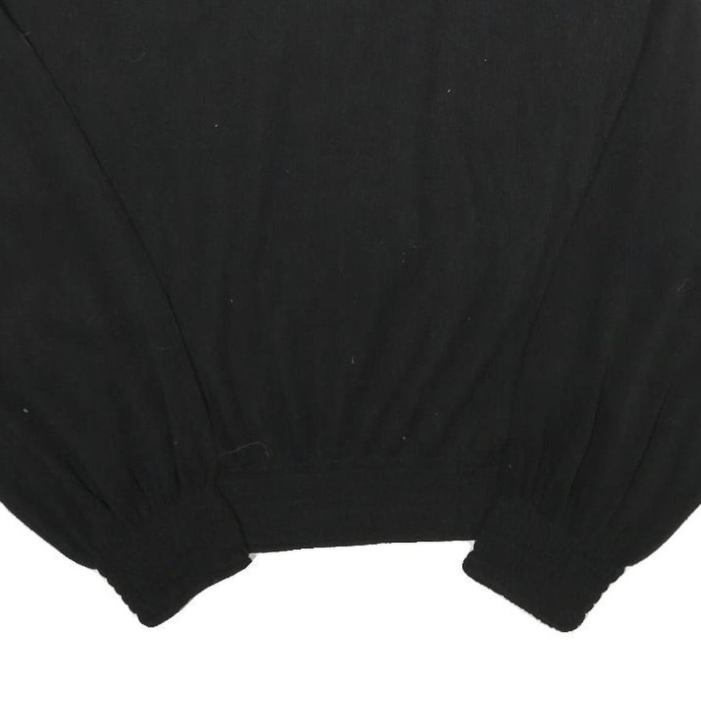ZARA Womens Black Plain Crew Neck Basic Knit S Slim Fit Jumper Lightweight