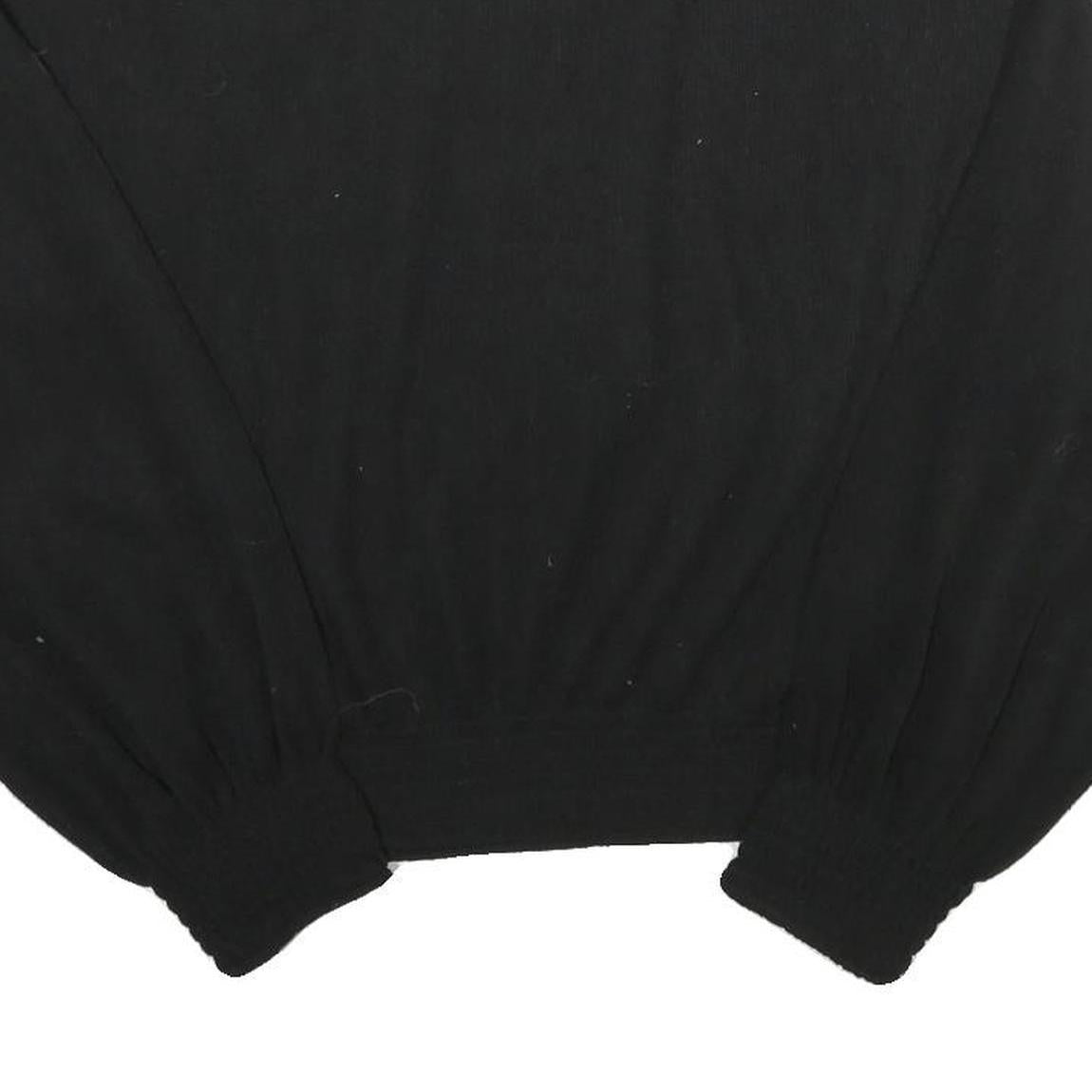 ZARA Womens Black Plain Crew Neck Basic Knit S Slim Fit Jumper Lightweight