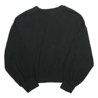 ZARA Womens Black Plain Crew Neck Basic Knit S Slim Fit Jumper Lightweight