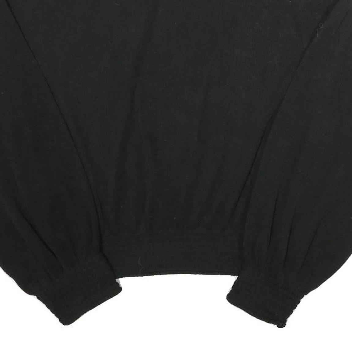 ZARA Womens Black Plain Crew Neck Basic Knit S Slim Fit Jumper Lightweight