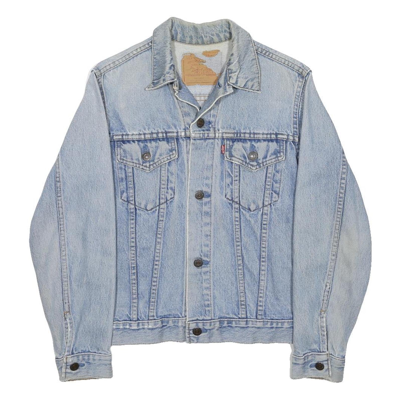 LEVI'S Mens Blue Denim Jacket S Cotton Button Closure Classic Fit Plain Casual