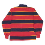 RUGBY WEAR Mens Red & Navy Yellow Stripe Long Sleeve Polo Shirt M Rugby Style