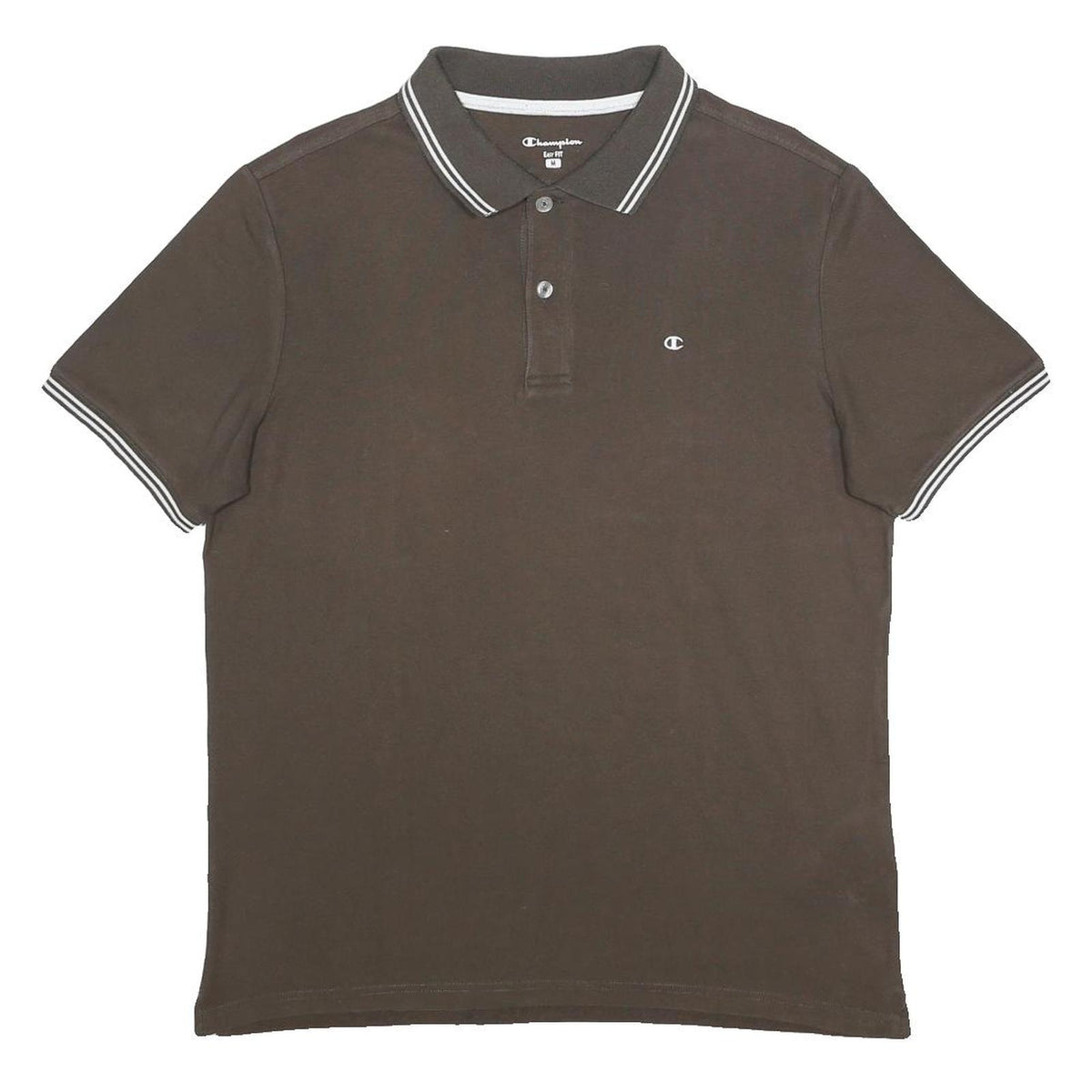 CHAMPION Mens Brown Polo Shirt Short Sleeve Plain M Cotton Blend Casual