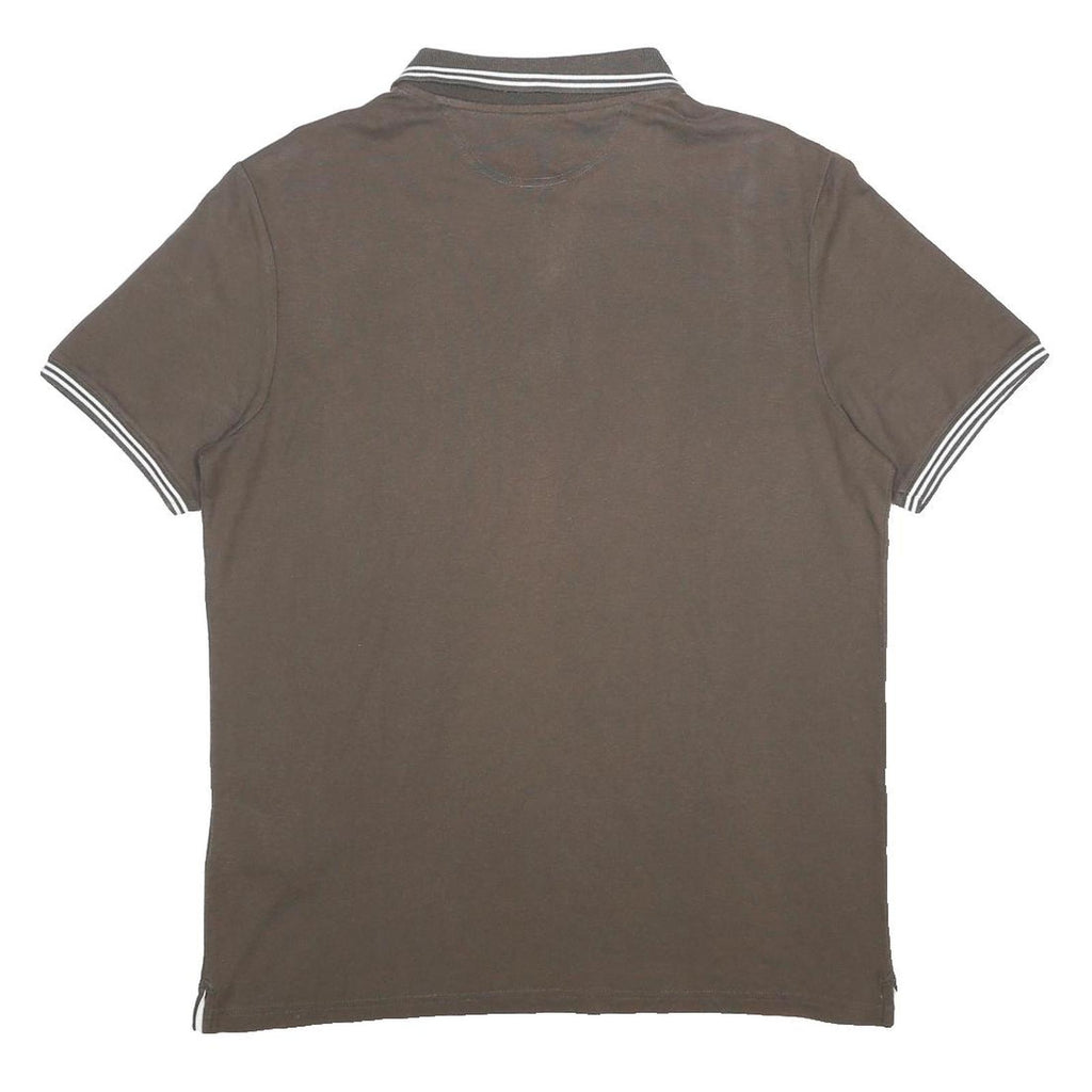 CHAMPION Mens Brown Polo Shirt Short Sleeve Plain M Cotton Blend Casual