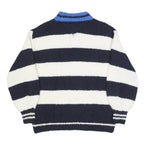 TOMMY JEANS Womens Navy & White Striped Jumper Crew Neck Chunky Knit XXS Wool