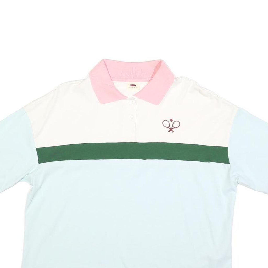 LEVI'S Womens White & Green & Pink Cotton Blend Short Sleeve Polo Shirt S Tennis