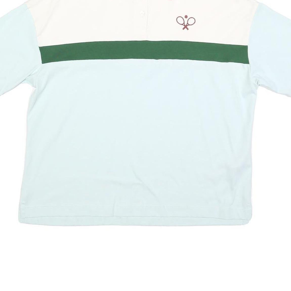 LEVI'S Womens White & Green & Pink Cotton Blend Short Sleeve Polo Shirt S Tennis