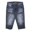 NO FEAR Mens Denim Blue Cargo Shorts M W32 Cotton Blend Casual Pocketed