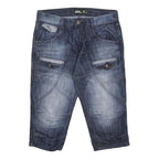 NO FEAR Mens Denim Blue Cargo Shorts M W32 Cotton Blend Casual Pocketed