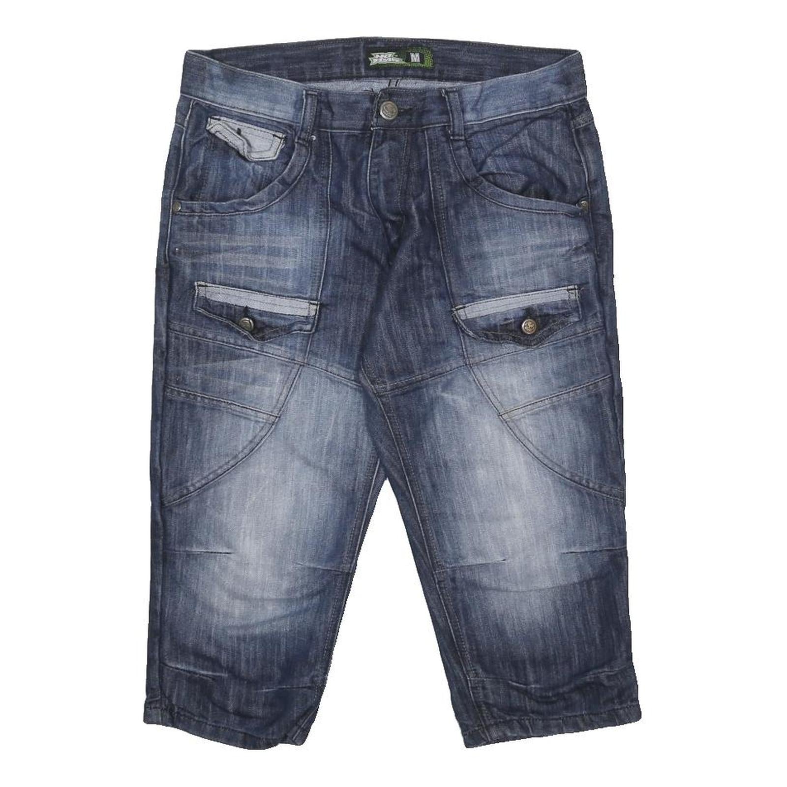 NO FEAR Mens Denim Blue Cargo Shorts M W32 Cotton Blend Casual Pocketed