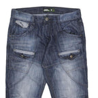 NO FEAR Mens Denim Blue Cargo Shorts M W32 Cotton Blend Casual Pocketed