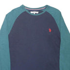 U.S. POLO ASSN Mens Blue & Green Graphic T-Shirt M Long Sleeve Crew Neck Casual