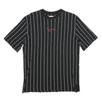 KARL KANI Mens Black & White Pinstripe Graphic T-Shirt S Short Sleeve Crew Neck