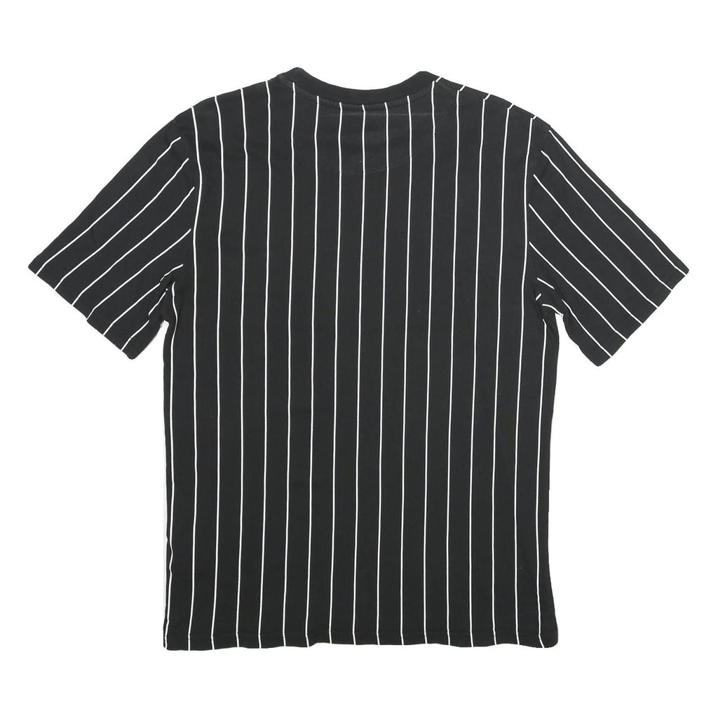 KARL KANI Mens Black & White Pinstripe Graphic T-Shirt S Short Sleeve Crew Neck