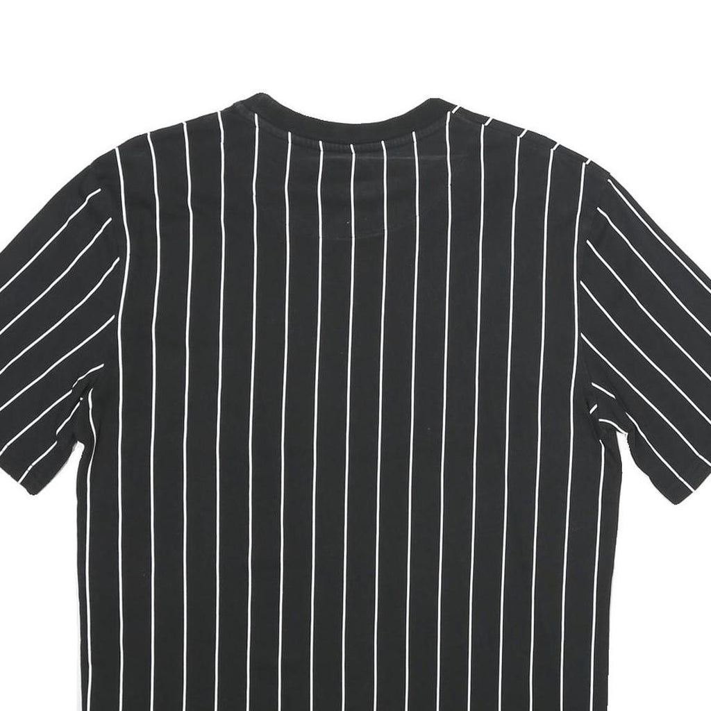 KARL KANI Mens Black & White Pinstripe Graphic T-Shirt S Short Sleeve Crew Neck