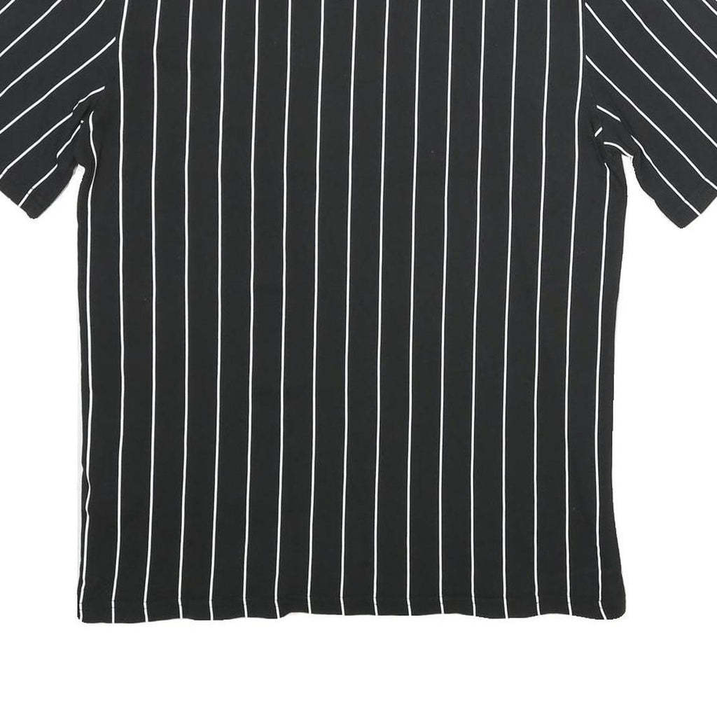 KARL KANI Mens Black & White Pinstripe Graphic T-Shirt S Short Sleeve Crew Neck