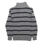 POLO RALPH LAUREN Boys Grey & Navy Patterned Jumper Shawl Collar Pullover Cable