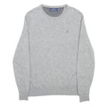 POLO RALPH LAUREN Mens Grey Plain Wool Jumper Crew Neck Basic Knit Size S Wool