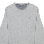 POLO RALPH LAUREN Mens Grey Plain Wool Jumper Crew Neck Basic Knit Size S Wool