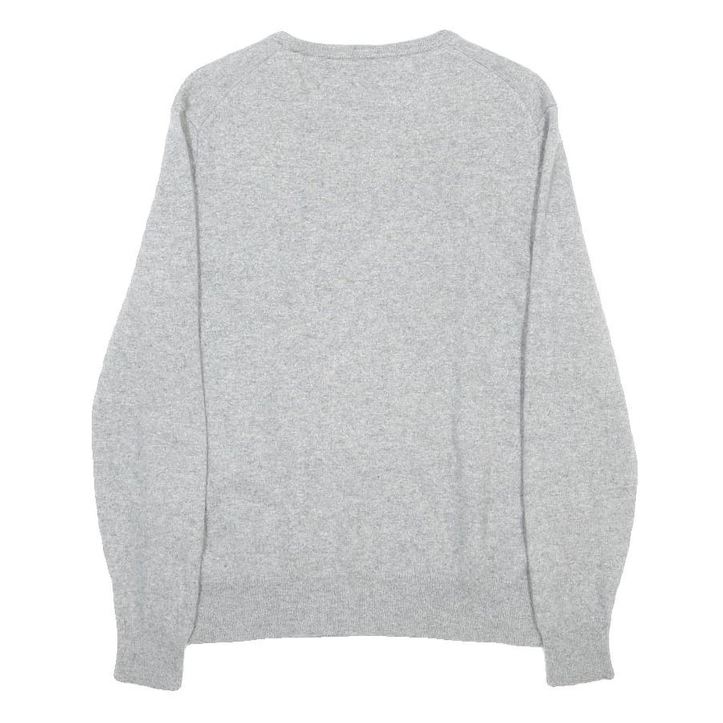 POLO RALPH LAUREN Mens Grey Plain Wool Jumper Crew Neck Basic Knit Size S Wool