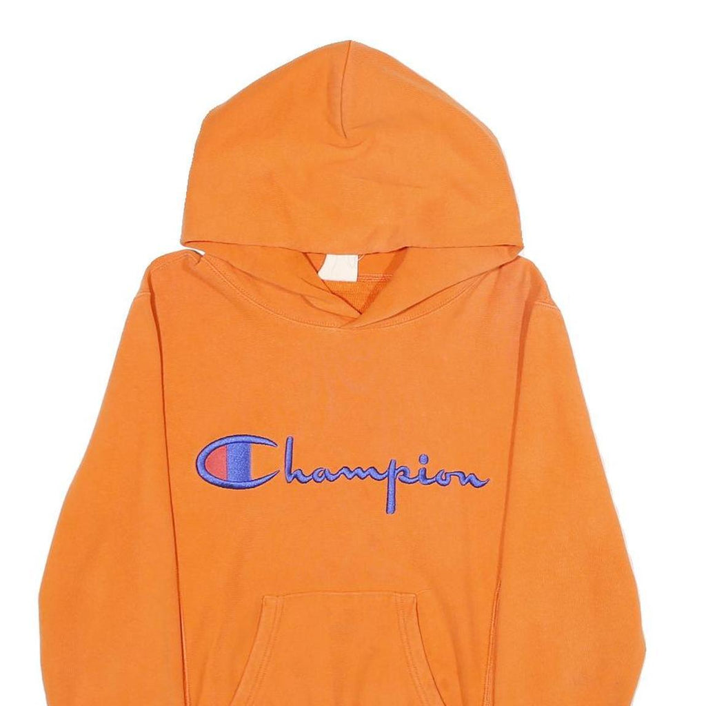 CHAMPION REVERSE WEAVE Mens Orange Hoodie XS Classic Pullover Cotton Casual