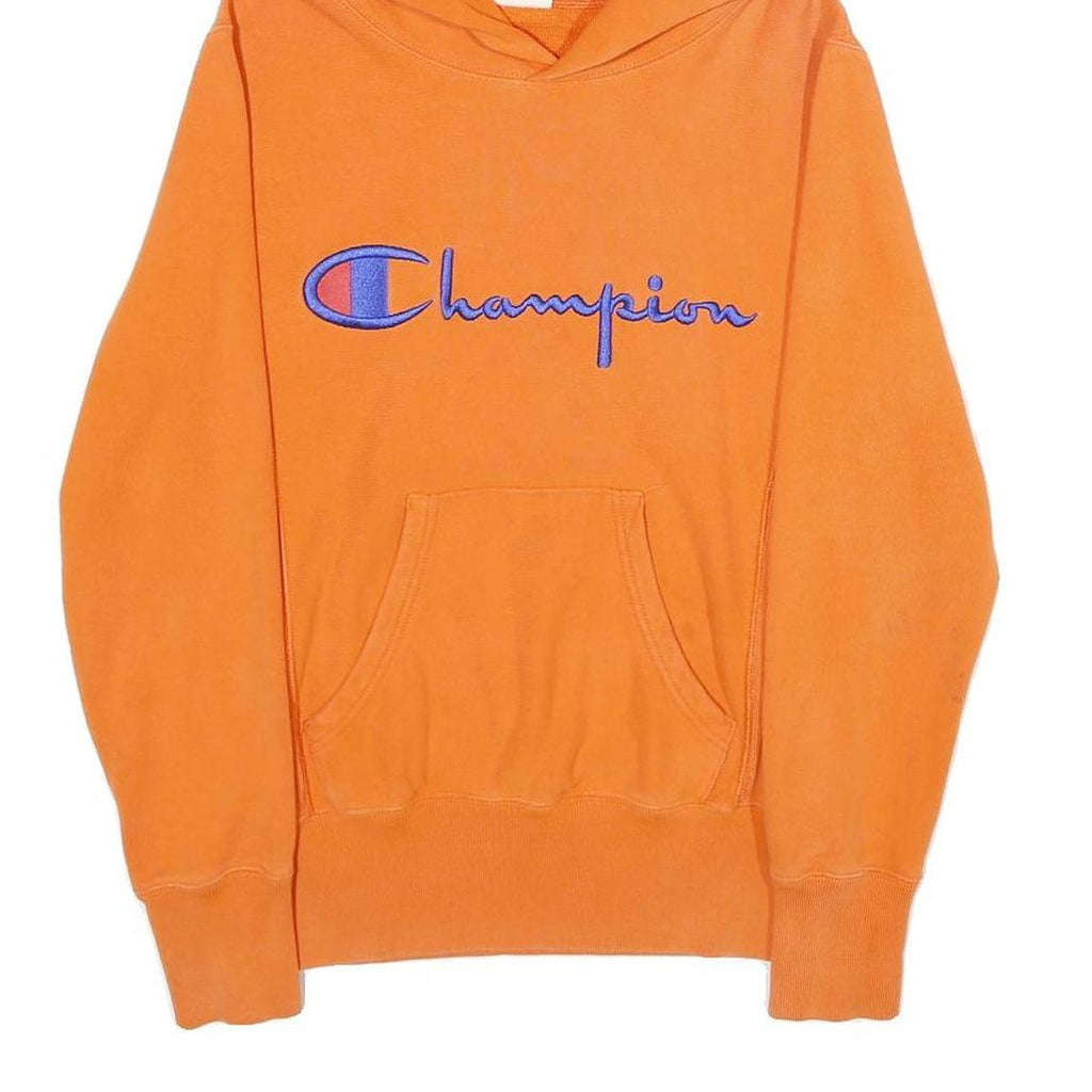 CHAMPION REVERSE WEAVE Mens Orange Hoodie XS Classic Pullover Cotton Casual