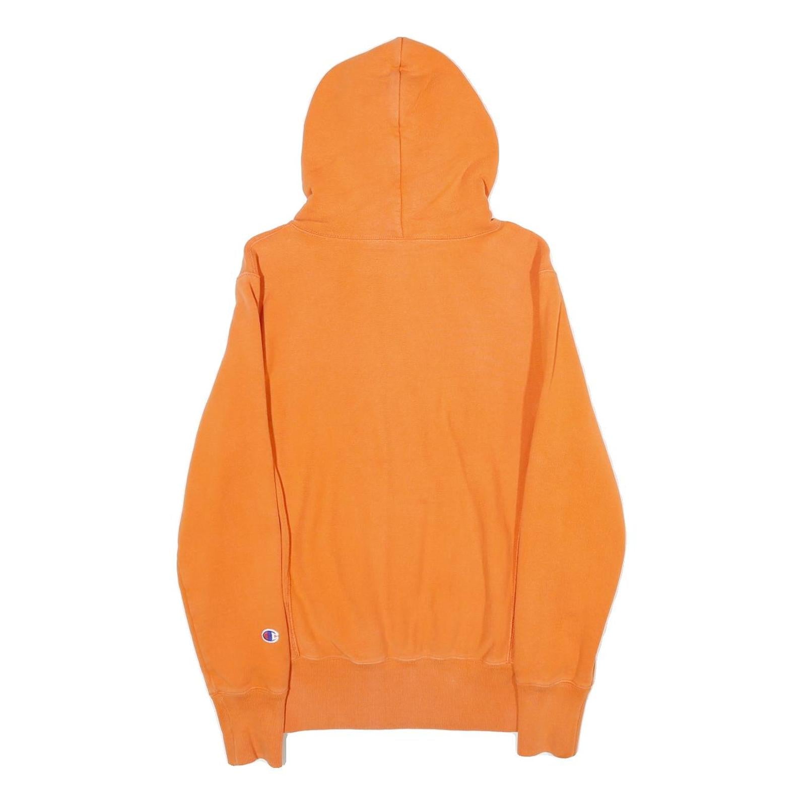 CHAMPION REVERSE WEAVE Mens Orange Hoodie XS Classic Pullover Cotton Casual