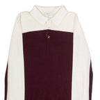 REISS Mens Patterned Jumper Maroon Colourblock Collared Tight Knit Wool S