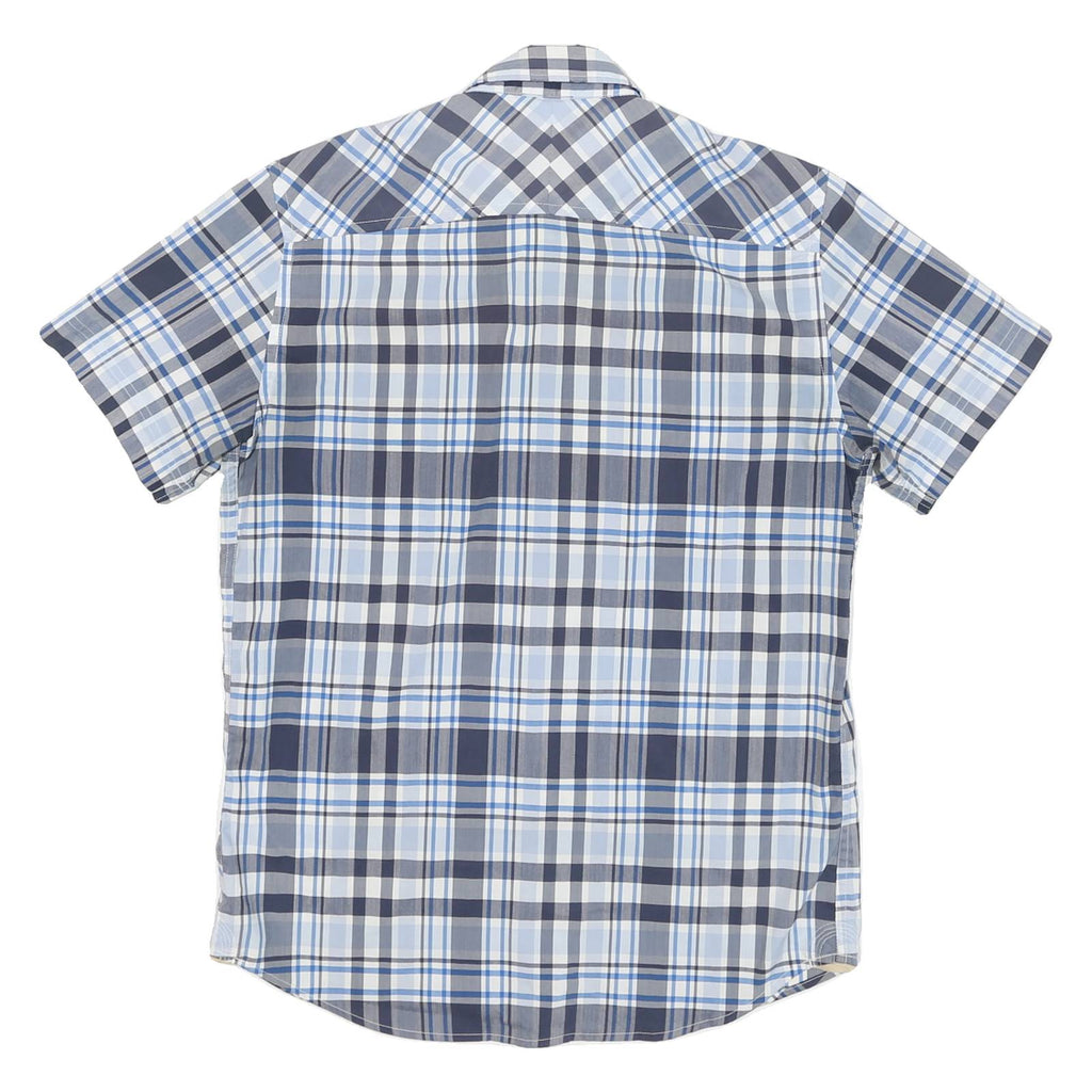 TIMBERLAND Mens Blue & Grey Check Shirt S Cotton Blend Summer Casual