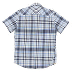 TIMBERLAND Mens Blue & Grey Check Shirt S Cotton Blend Summer Casual