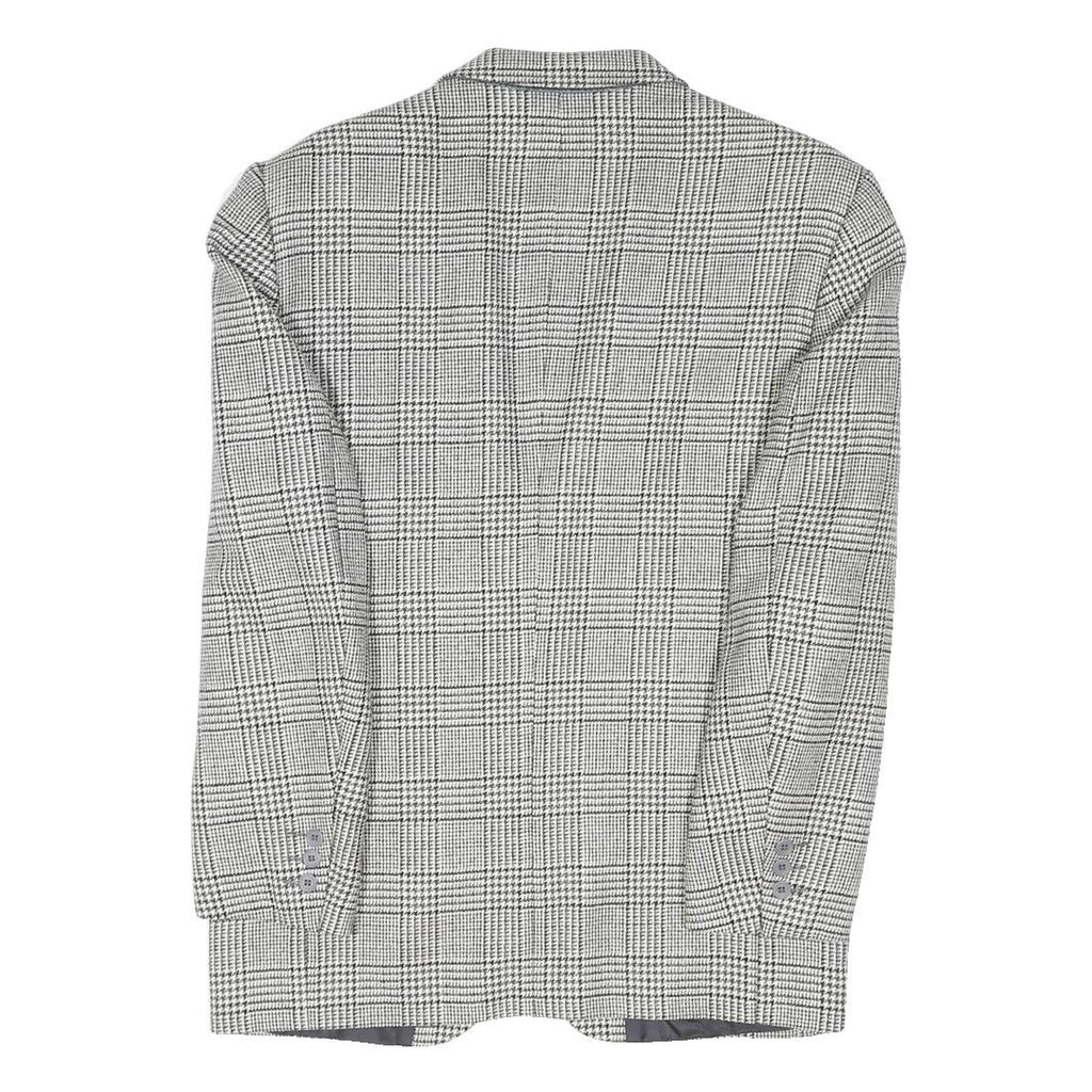 RENATO CAVALL Mens Black & White Wool Check Blazer Jacket L Woven Classic Button