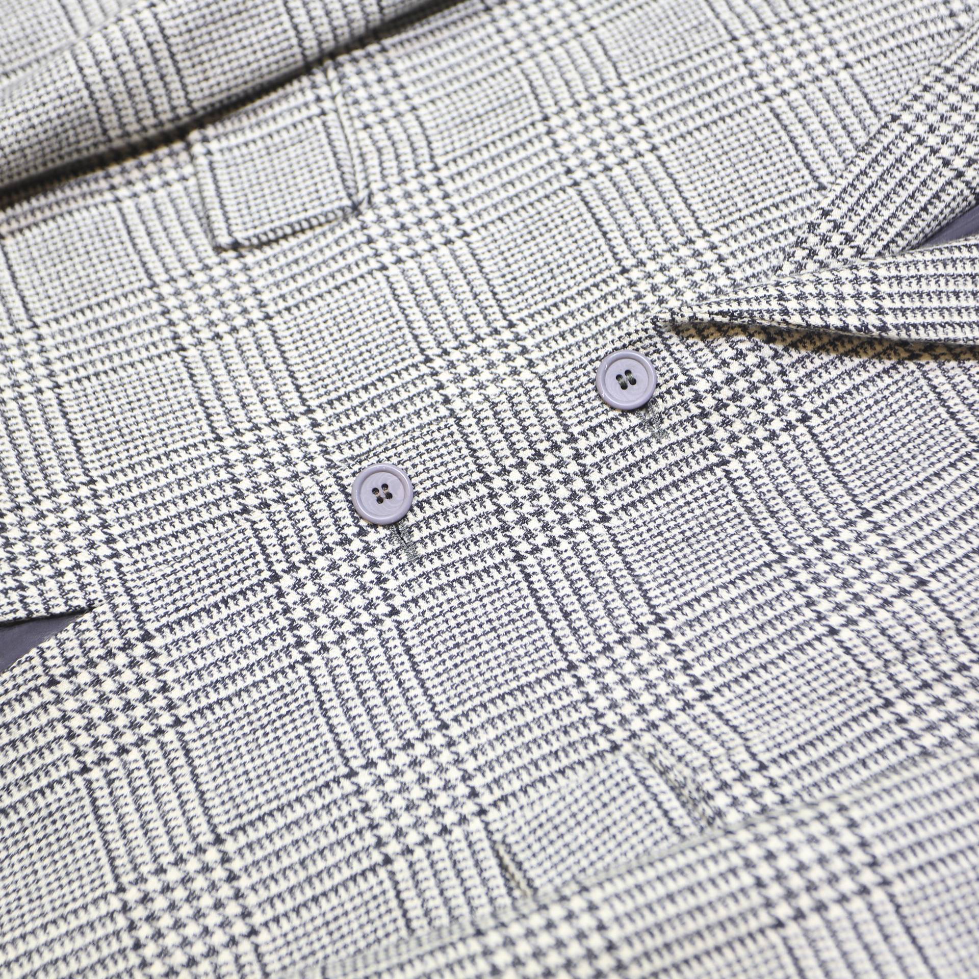 RENATO CAVALL Mens Black & White Wool Check Blazer Jacket L Woven Classic Button
