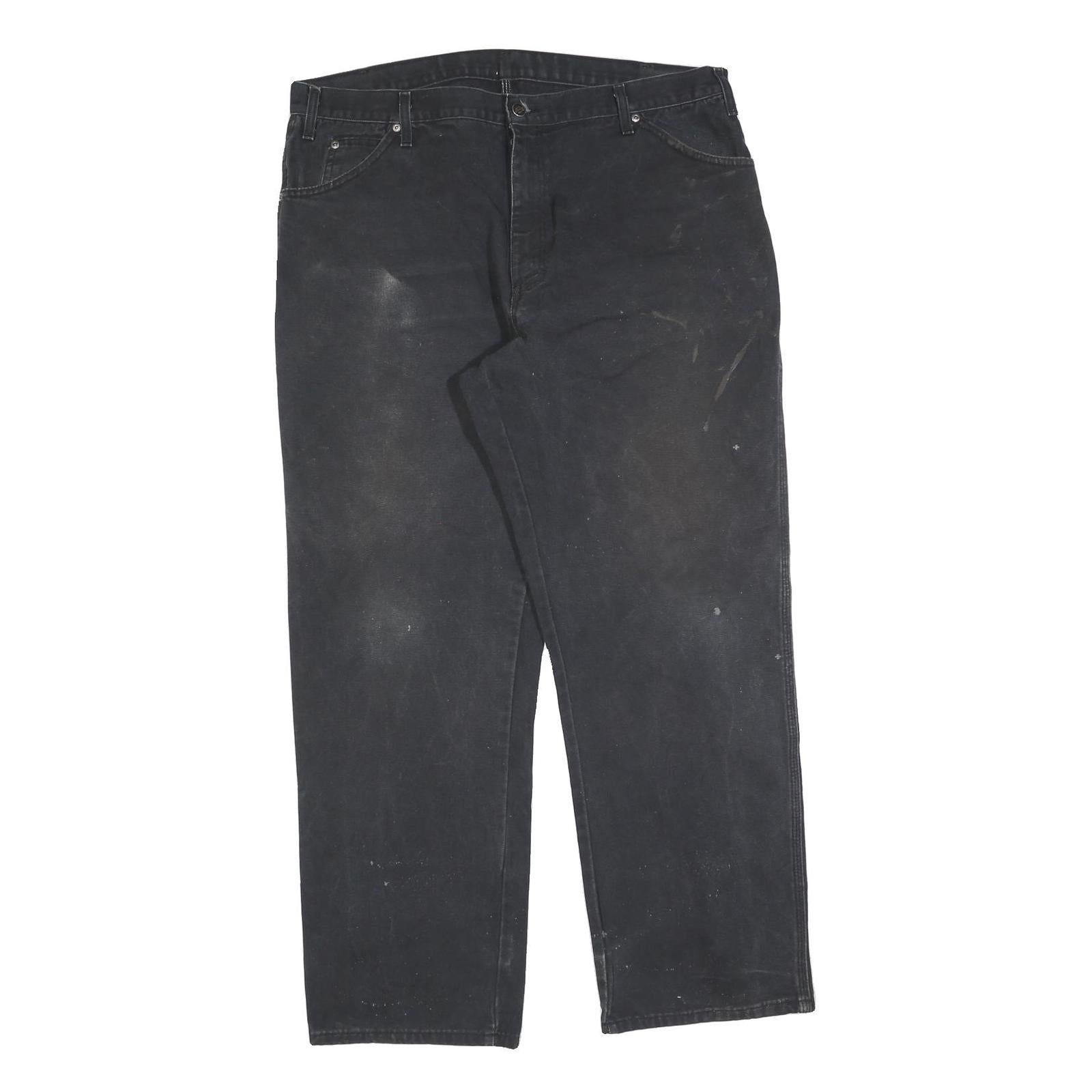 DICKIES Mens Cotton Blend Black Regular Fit Straight Leg Trousers W40 L32