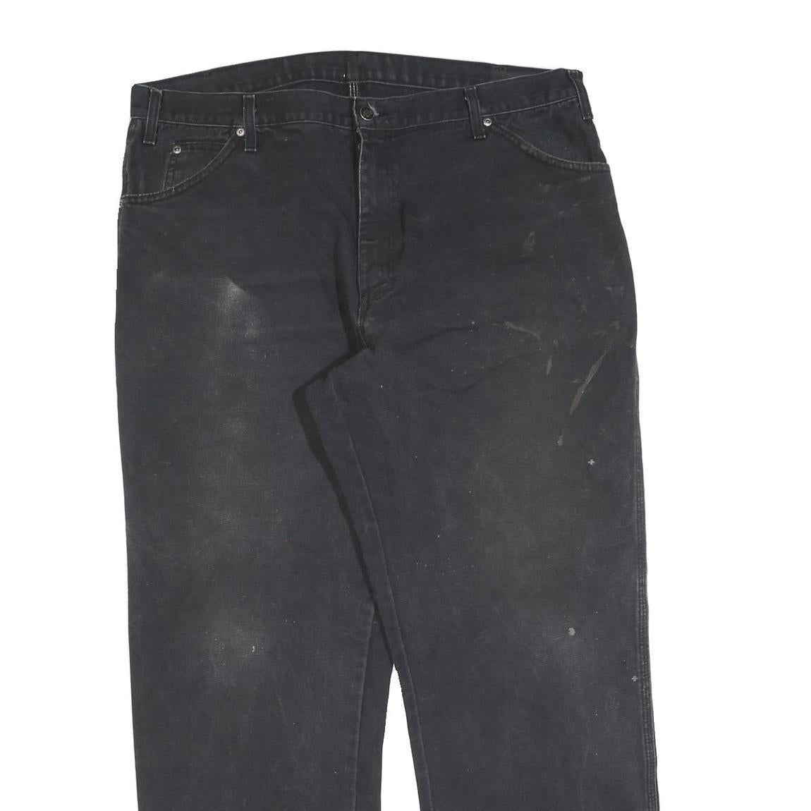 DICKIES Mens Cotton Blend Black Regular Fit Straight Leg Trousers W40 L32