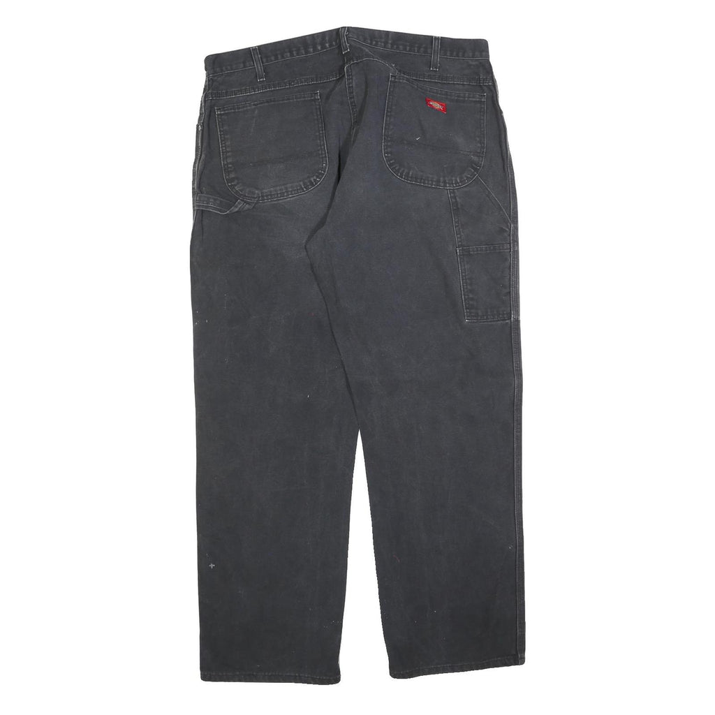 DICKIES Mens Cotton Blend Black Regular Fit Straight Leg Trousers W40 L32
