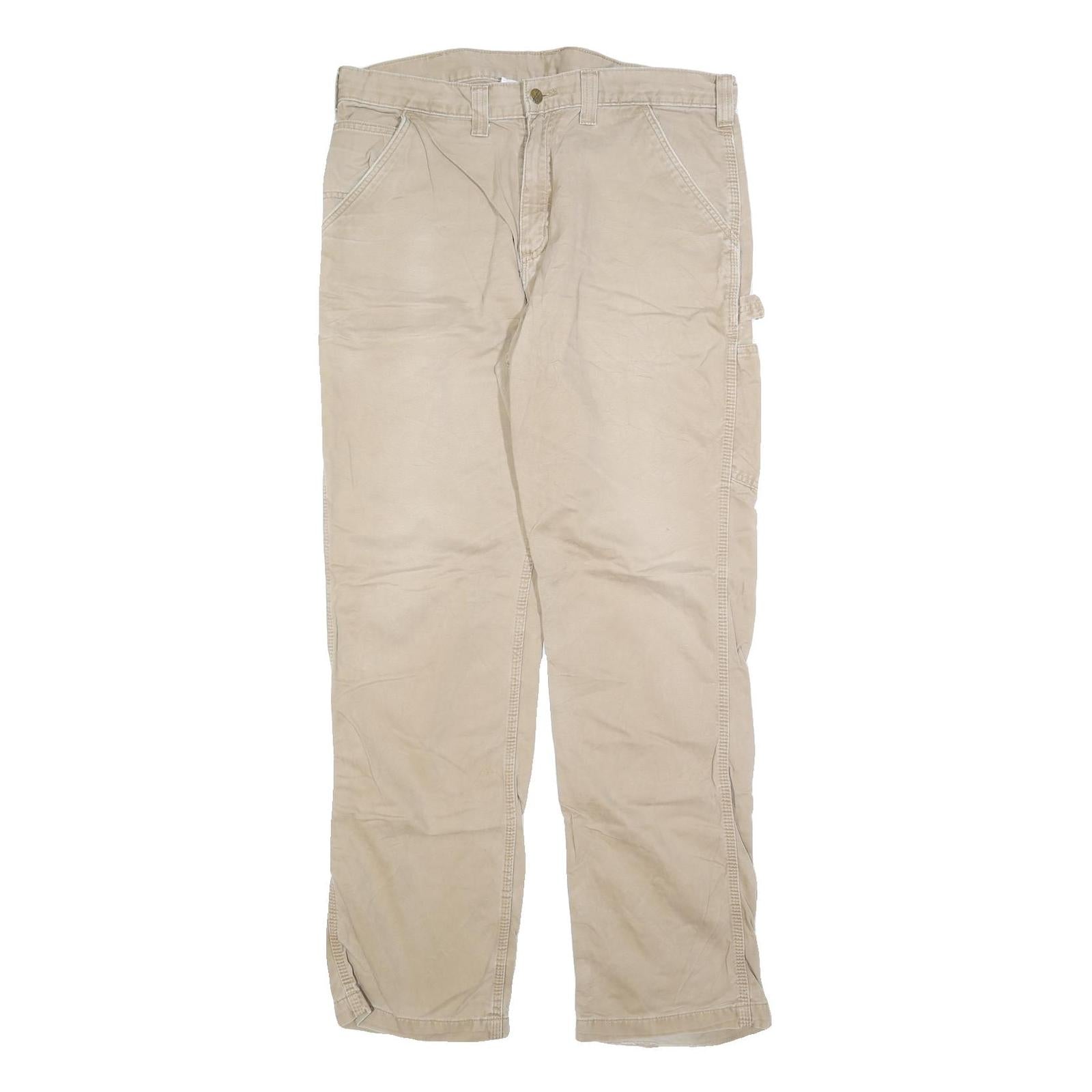 CARHARTT Mens Jeans Beige Relaxed Straight Denim W36 L34 Work Casual