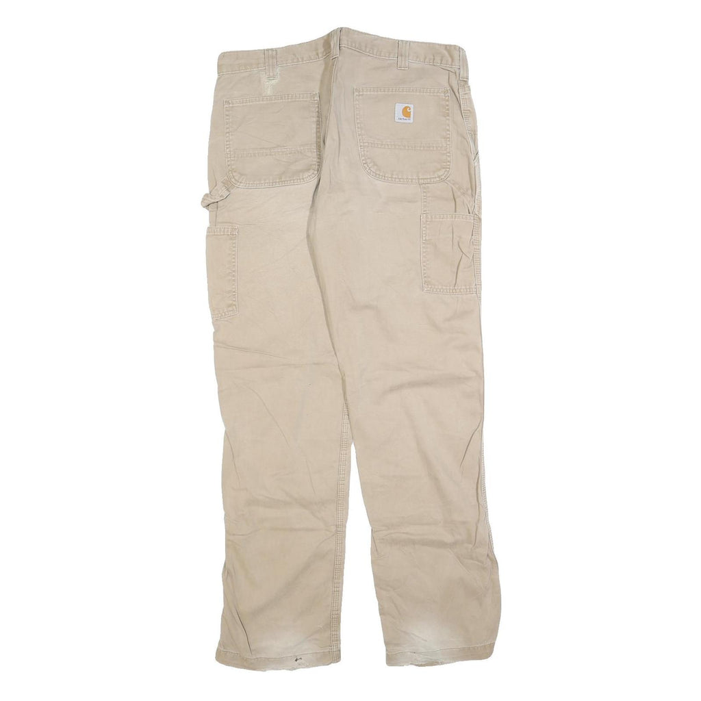 CARHARTT Mens Jeans Beige Relaxed Straight Denim W36 L34 Work Casual