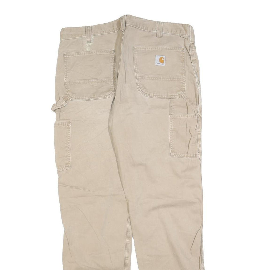 CARHARTT Mens Jeans Beige Relaxed Straight Denim W36 L34 Work Casual