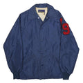 STARTER Girls Blue Band Jacket L Synthetic Button Plain Vintage 1970s Style