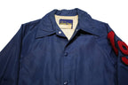 STARTER Girls Blue Band Jacket L Synthetic Button Plain Vintage 1970s Style