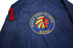 STARTER Girls Blue Band Jacket L Synthetic Button Plain Vintage 1970s Style