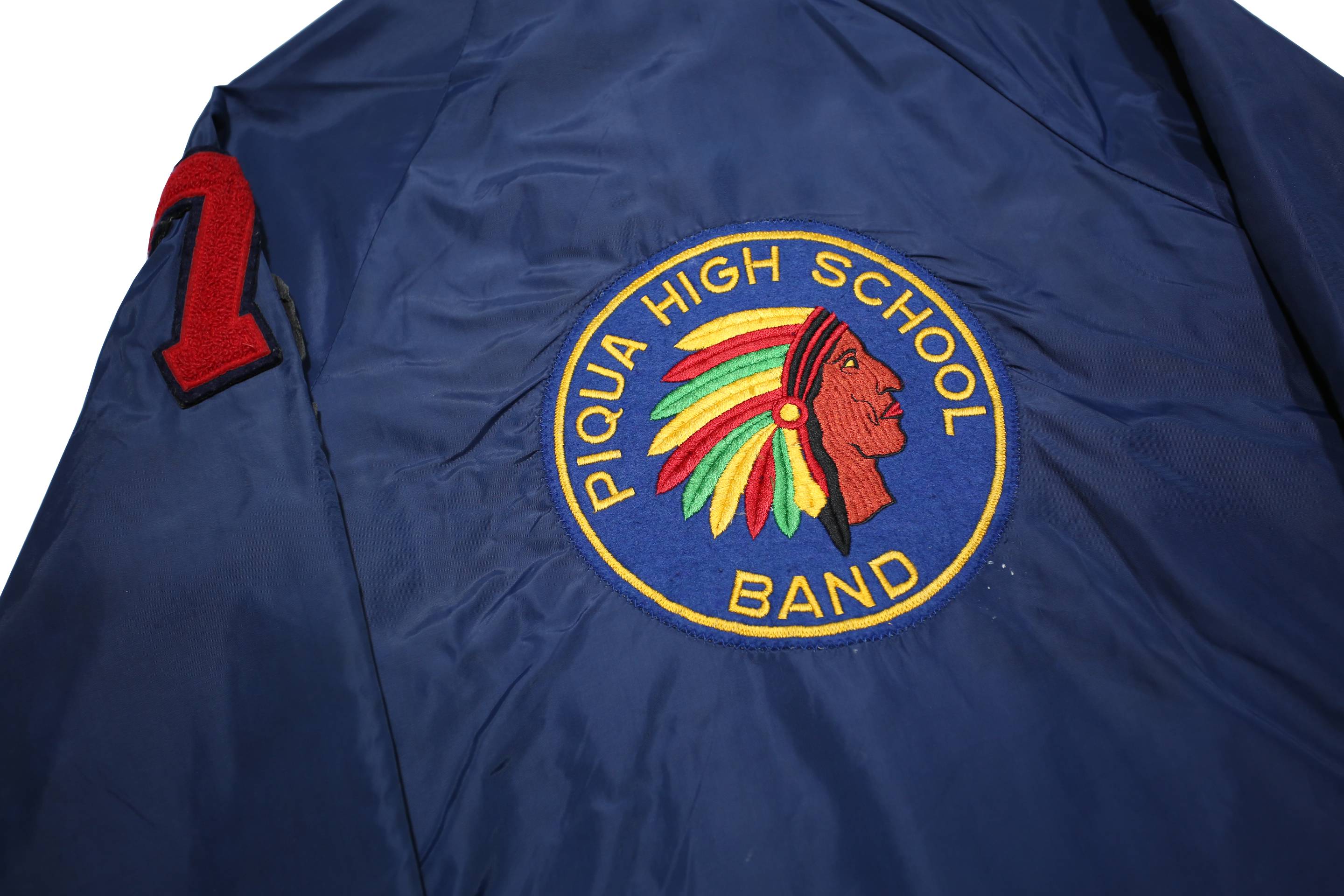 STARTER Girls Blue Band Jacket L Synthetic Button Plain Vintage 1970s Style