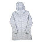 COLUMBIA Womens Silver Long Sleeve Zip Quilted Jacket L Polyester Blend Hooded